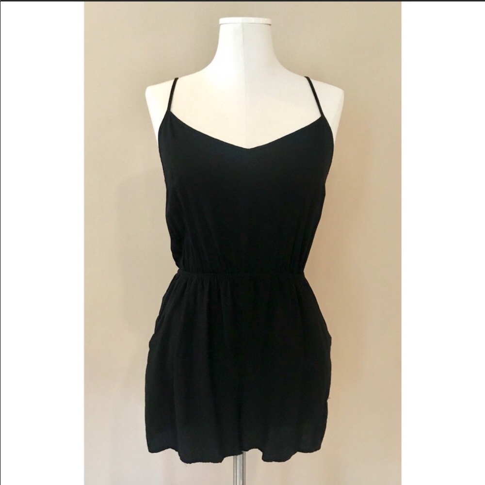 Black Cotton Criss Cross Back Romper